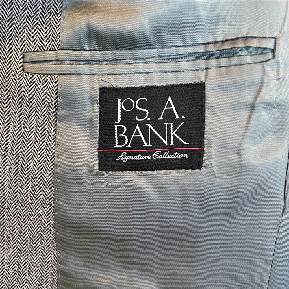 Jos‎ A Bank Blazer Mens 38R Gray Silk Camel Hair Herringbone Sport Coat Jacket